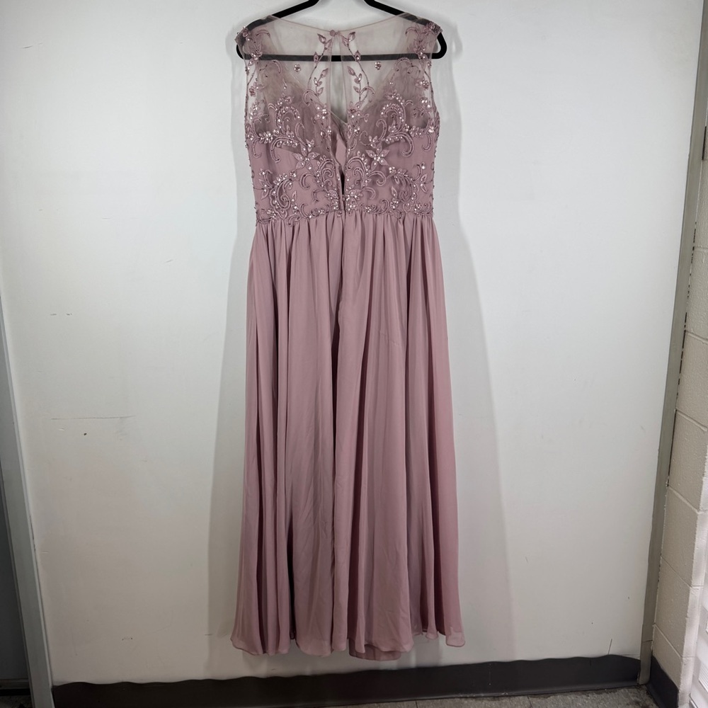 Morilee Madeline Gardner Mauve Beaded Chiffon Formal Maxi Dress Bridesmaid Gown - Picture 10 of 16